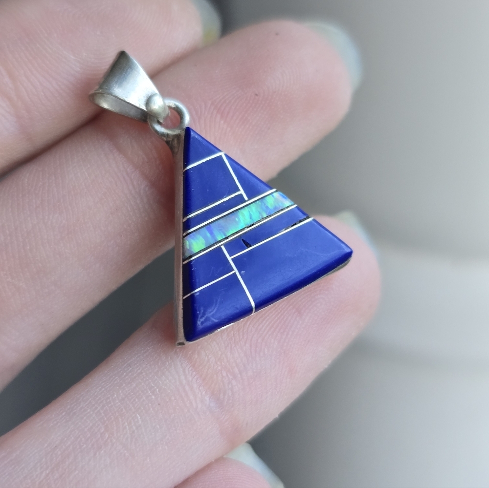 Lapis Lazuli Opal Sterling Silver Pendant